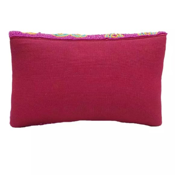 Spring Fling Floral Seed Beaded Fuchsia Pink Crossbody Clutch Handbag Bag NEW - Picture 5 of 5